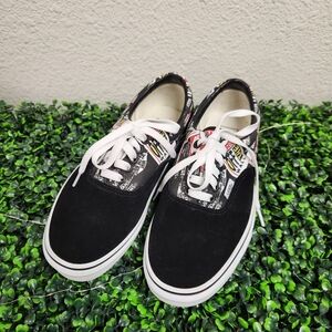 Vans Era Label Mix Printed Lace Black Sneaker Size Womens 8.5 Mens 7